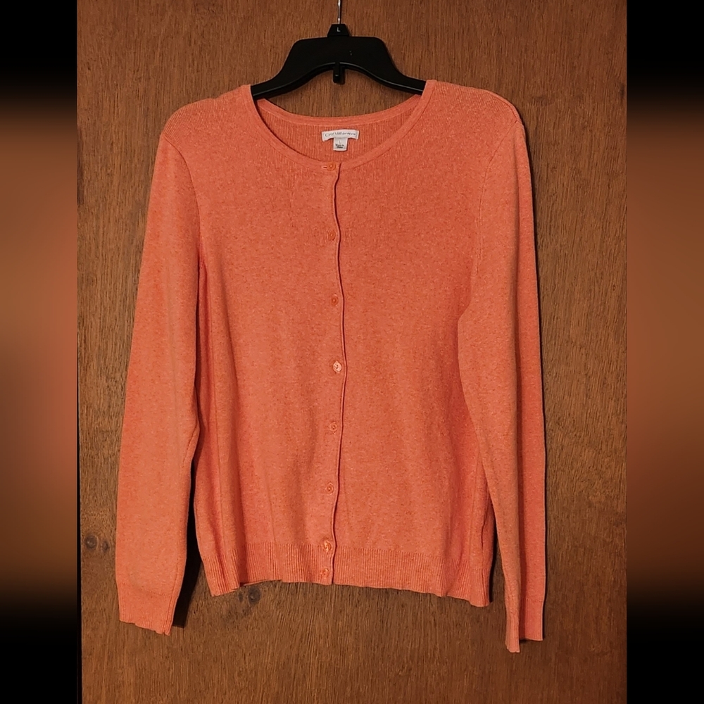 Croft & Barrow button up sweater, size large, color orange